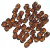 50 6mm Faceted Two Tone Topaz & Dark Topaz Firepolish Beads